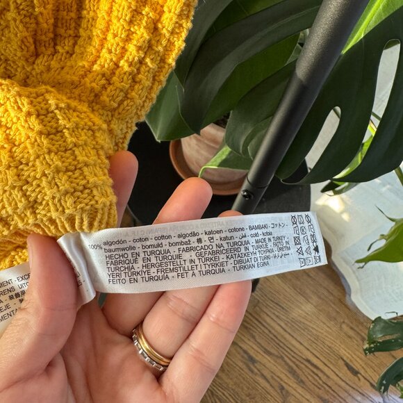 ZARA Yellow Knit Textured Tank with Floral Embroidered Straps – Size L - Picture 5 of 7